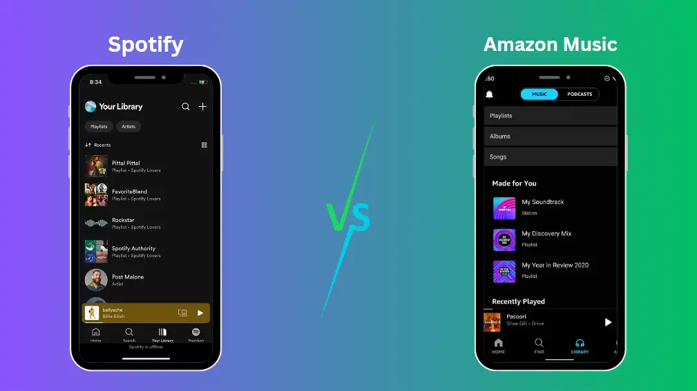 Amazon Music vs Spotify Music Library