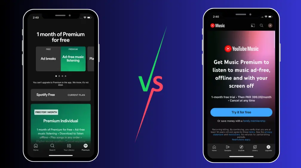 Spotify vs YouTube Music Free Trials