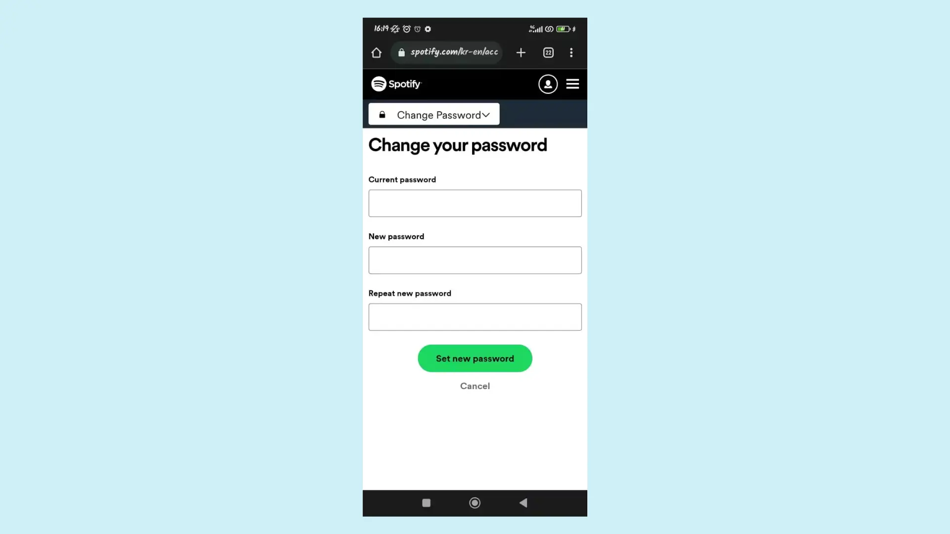 Change Spotify Password on Mobile 3