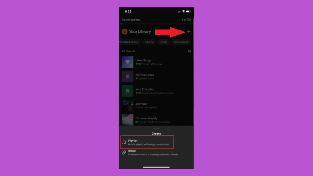 Create new Spotify Playlist on Mobile